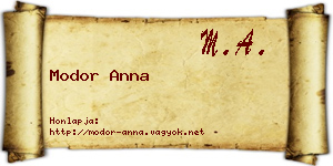Modor Anna névjegykártya